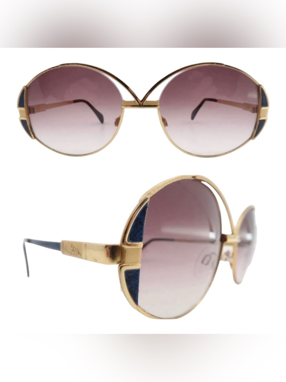 1980’s CAZAL Iconic Sunglasses in Gold Metal,‎ Made in West Germany, Unisex